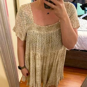 Tan and White Babydoll Dress